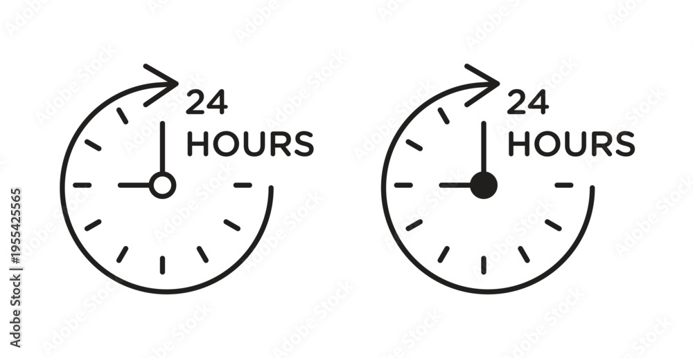 Εκτύπωση καμβά Twenty four hours icon. web vector design