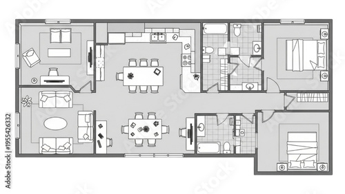The architectural floor plan shows a detailed layout of rooms and spaces indoors.