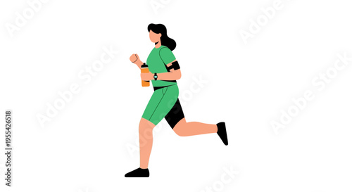 Woman Running Fitness Illustration.