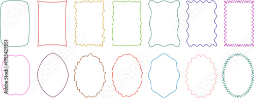 Assorted colorful line frames and thin border outlines, decorative frame set