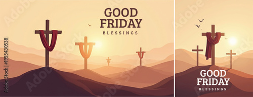 Elegant Good friday with cross background, Good friday holy week background for banner and social meida template