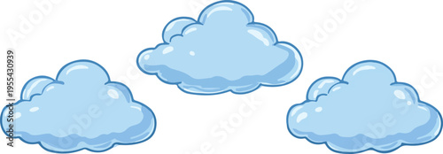 Blue ice cream with water drops in a cartoon cloudscape illustration