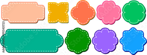 Set of colorful decorative frames with dashed lines