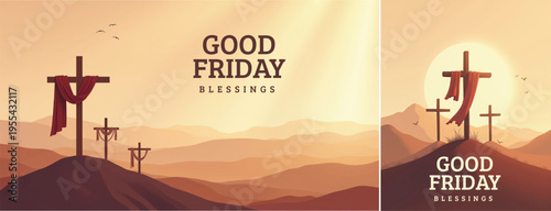 Elegant Good friday with cross background, Good friday holy week background for banner and social meida template