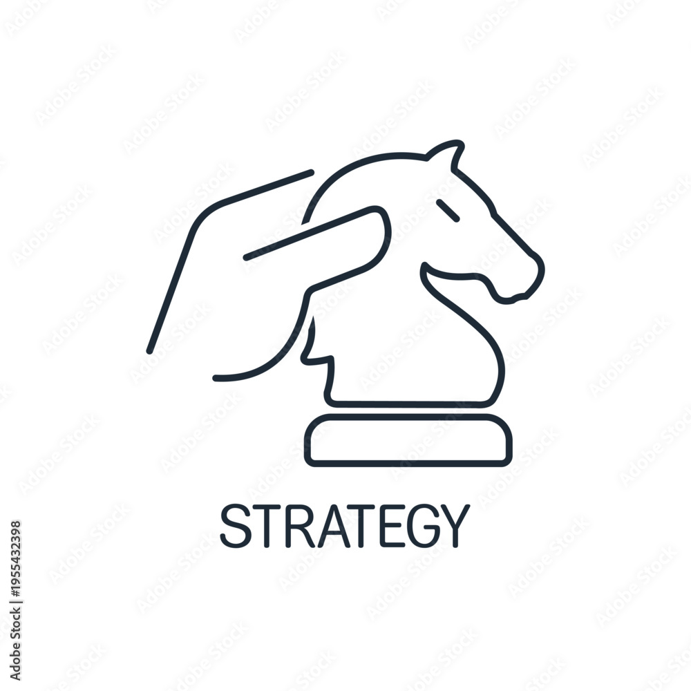 Obraz premium Knight's move. Active strategy. Vector linear icon illustration isolated on white background.