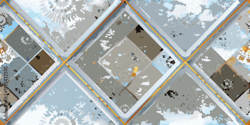 Abstract geometric pattern with overlapping diamonds and muted color tones