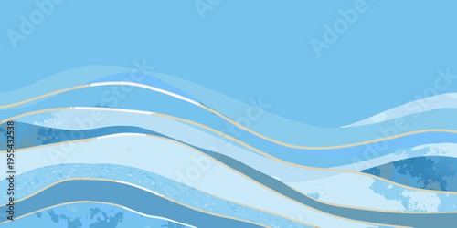 Abstract wave pattern with flowing lines and a calming blue color scheme