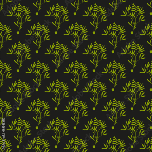 Seamless pattern with hand drawn Chinese poppy, corydalis yanhusuo, medicinal plant. Vector illustration
