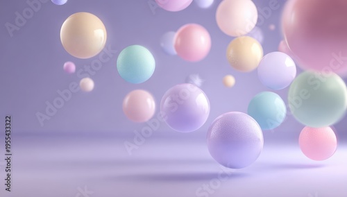 Pastel Spheres Floating in a Dreamy, Abstract Composition.