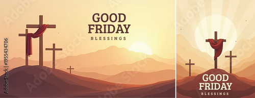 Elegant Good friday with cross background, Good friday holy week background for banner and social meida template