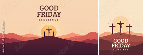 Elegant Good friday with cross background, Good friday holy week background for banner and social meida template