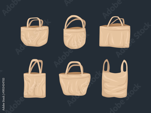 totebag cartoon eco fashion canvas cotton organic market fabric earth planet natural recycle flat