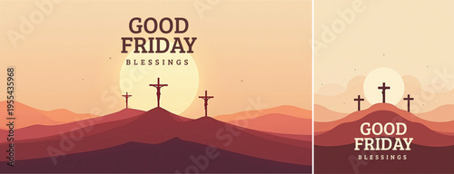 Elegant Good friday with cross background, Good friday holy week background for banner and social meida template
