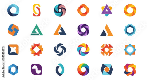 Collection of Abstract Geometric Logos for Diverse Branding and Identity Design Purposes