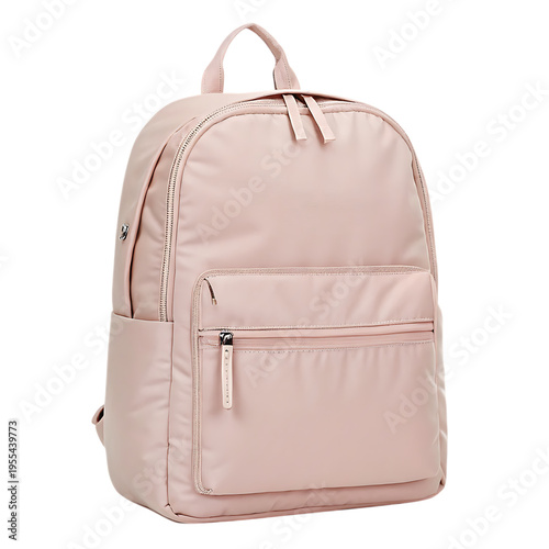 Stylish Pink Nylon Backpack with Multiple Pockets, ideal for everyday use, isolated on transparent background