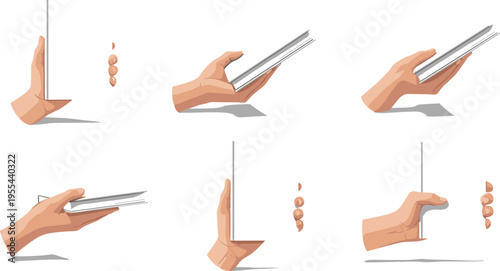 Hand gestures holding book and counting fingers set with different poses vector illustration