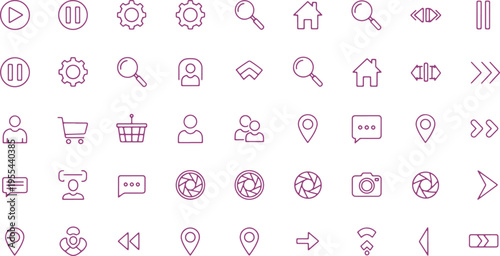 Collection of diverse icons representing various media, communication, and utility functions