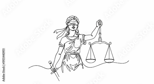 Justitia goddess of justice holding scales and sword blindfolded symbol of law and order fairness and equality concept