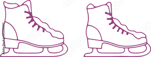 Two distinct styles of figure ice skates shown side by side in a simplified design