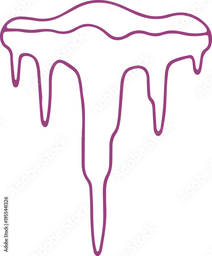 A stylized illustration of dripping purple candy or syrup on a flat surface.