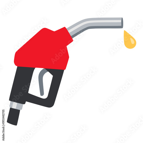 cartoon fuel nozzle simple shape with gasoline flat color vector illustration template design