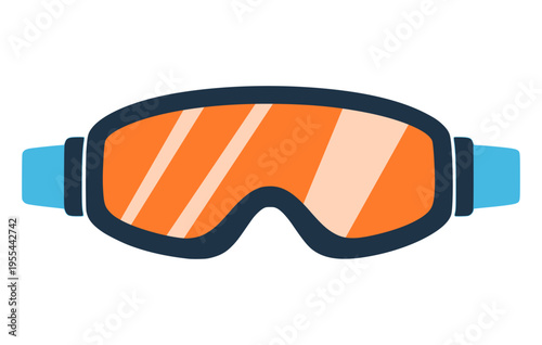 cartoon snowboard sport google safety protection flat color vector illustration template design