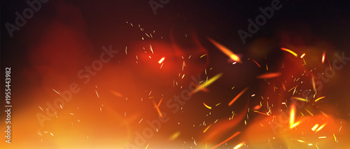 Burning fire sparks background with glowing embers for cinematic video editing