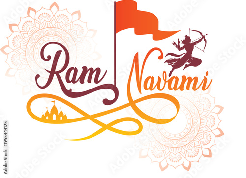 Illustration of English text- Jai Shree Ram, calligraphy Design For Happy Dusshera Festival and ram Navami, Ayodhya -Jai Sri ram