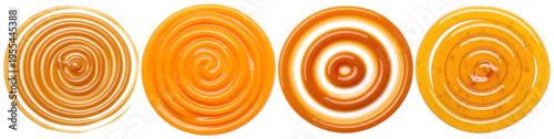 Bild auf Leinwand Delicious golden-brown caramel, honey, or syrup swirls and dribbles, isolated on a transparent background