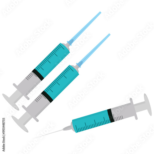 A medical hypodermic syringe with a sharp needle isolated on a white background represents essential healthcare equipment used for vaccination and hospital medication delivery
