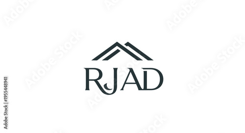 A minimalist and elegant logo featuring the letters RJAD with a stylized roof symbol above, set against a clean white background, representing a brand identity.