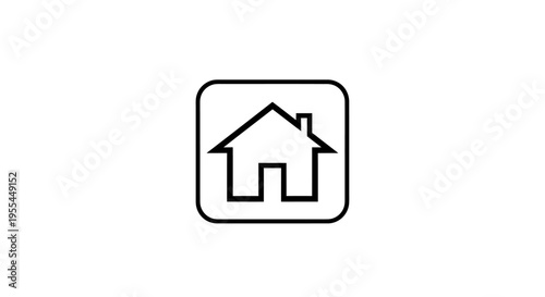 Free Download Simple black and white line art icon of a house inside a rounded square, representing home or property. - GFXLoad