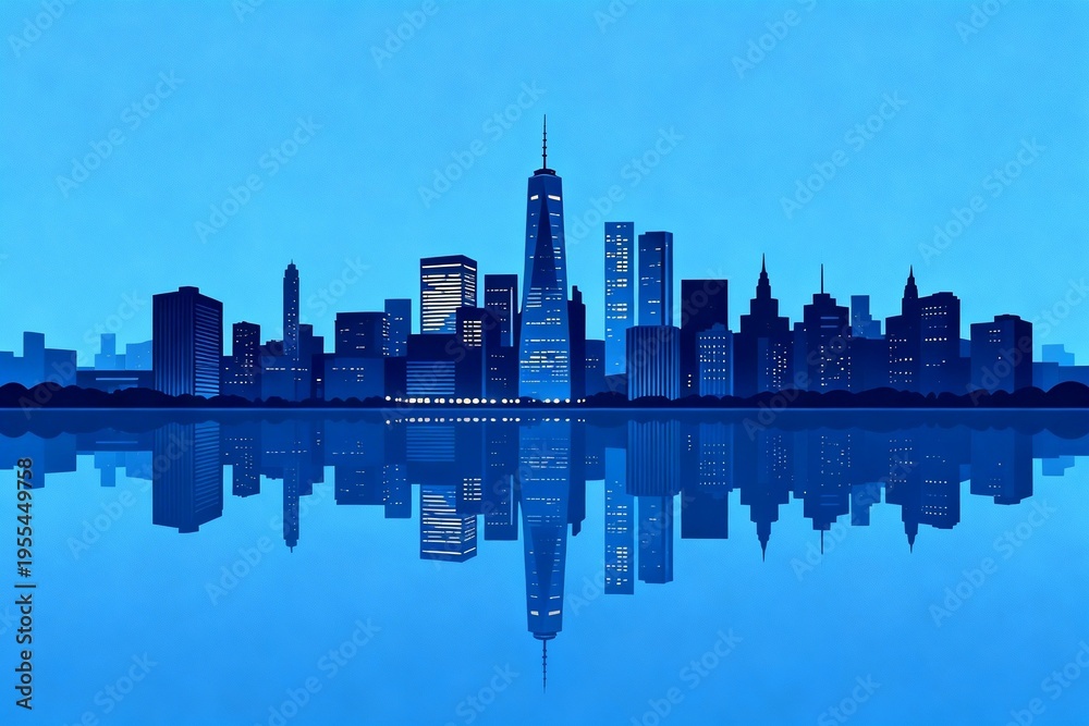 Obraz premium City skyline with water reflection