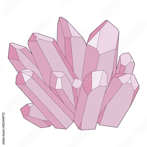 Set of pink crystals of different sizes.