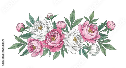 Pink and white peony flower arrangement.