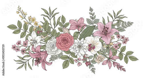 Beautiful floral arrangement with roses flowers.