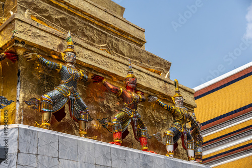 Photography Elements of a Buddhist temple in the Great Temple of the Kings in Bangkok on a s