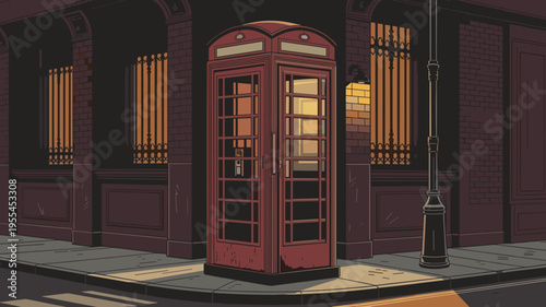 Secret speakeasy entrance behind vintage telephone booth art