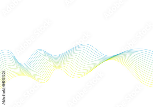 Abstract vector color wave with smooth lines of blue and yellow gradient on white background. Eps 10