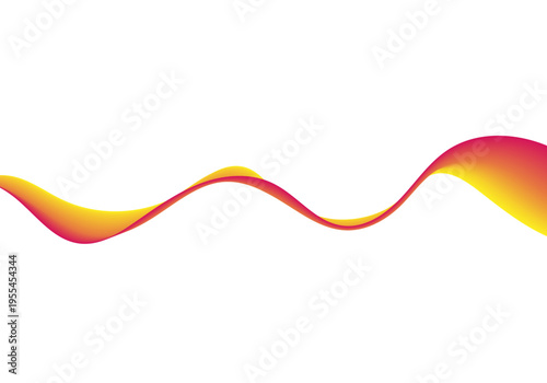 Abstract dynamic wave of two intertwined volumetric ribbons in warm yellow-red gradients on white background. Eps 10