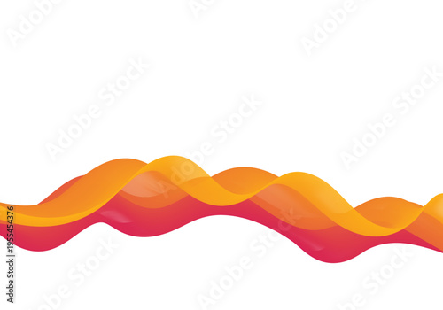 Multilayer abstract wave of translucent orange and red lines on white background for design. Eps 10