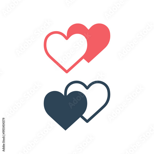 Romantic heart icons set vector flat design in trendy style for marriage celebration.
