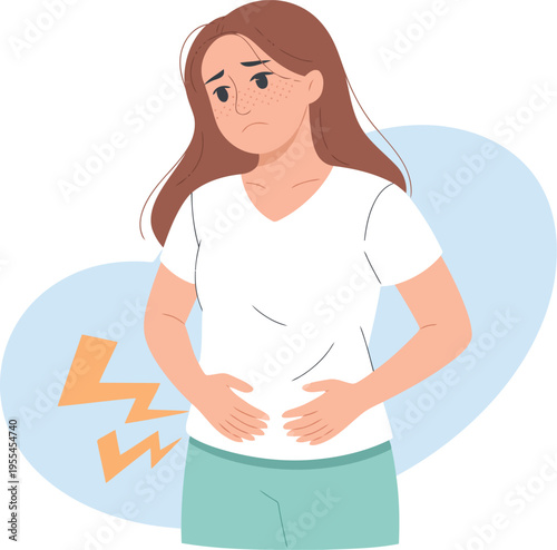 Woman experiencing stomach pain
