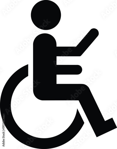 Modern active wheelchair accessibility icon symbol representing disability rights inclusion and mobility for disabled people in public spaces or transportation services