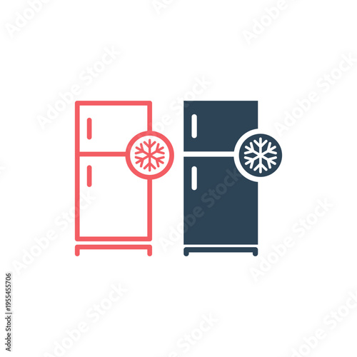 Refrigerator electronic icons set, Freezer cold design illustration.