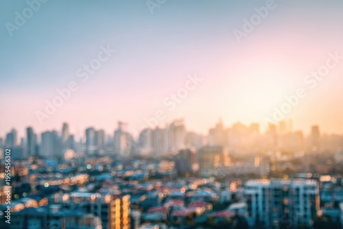 Wallpaper Mural Blurred cityscape at sunrise with soft pastel colors and bokeh. Torontodigital.ca