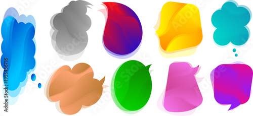 滑らかなグラデーションと立体的な陰影で表現したカラフルな吹き出しデザインコレクション（広告・アプリ・SNS向け素材）