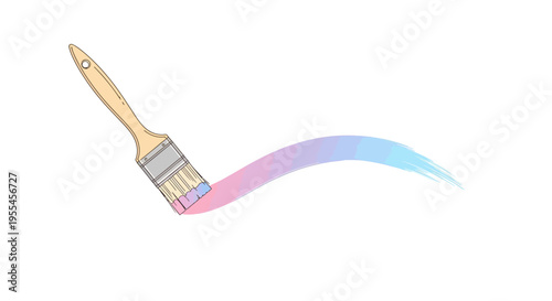 Paintbrush with colorful paint stroke.