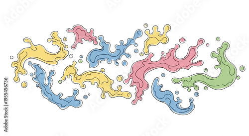 Colorful Liquid Splash Droplets Isolated.