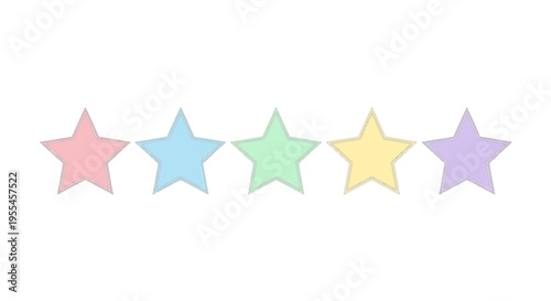 Pastel colored star shapes in row.